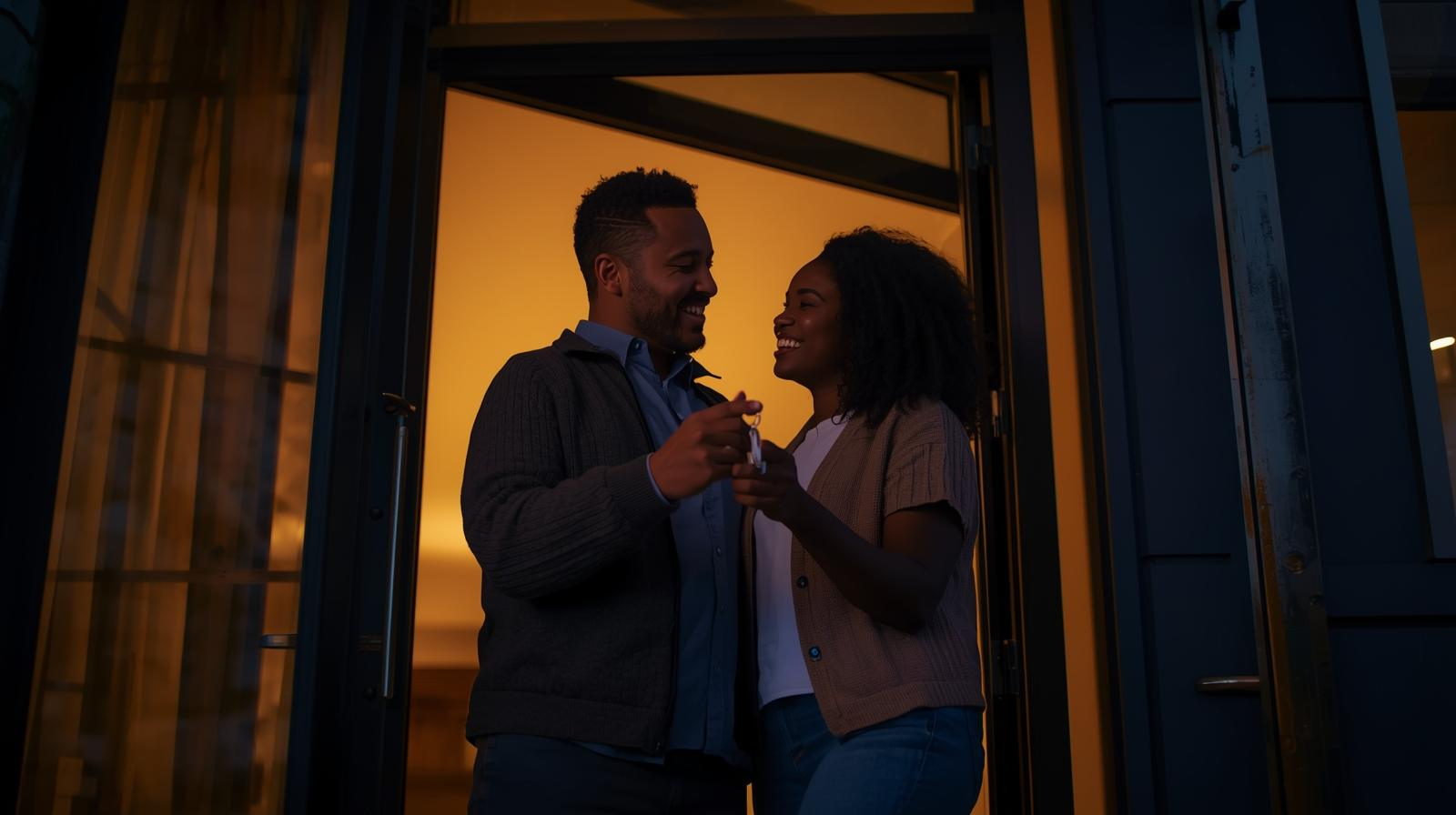Couple holding new house keys
