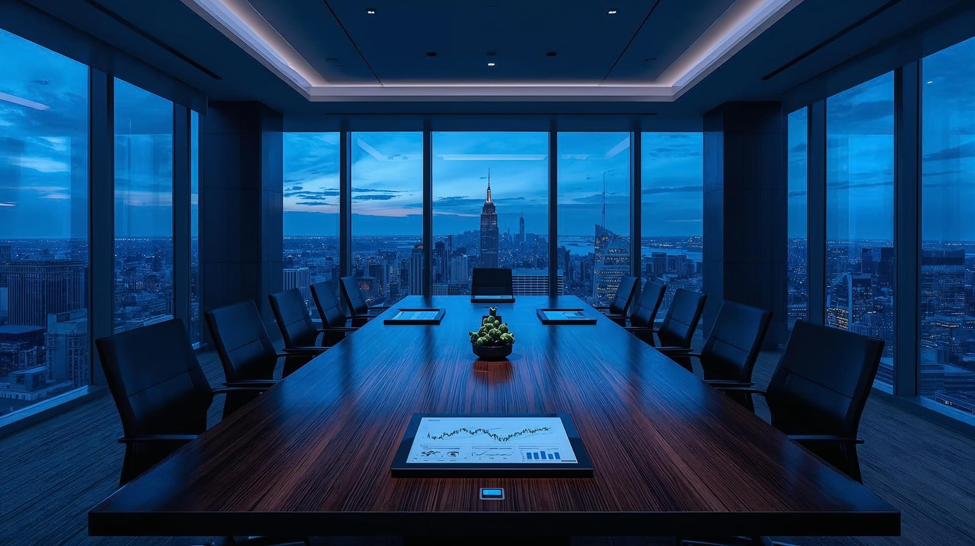 Corporate boardroom meeting