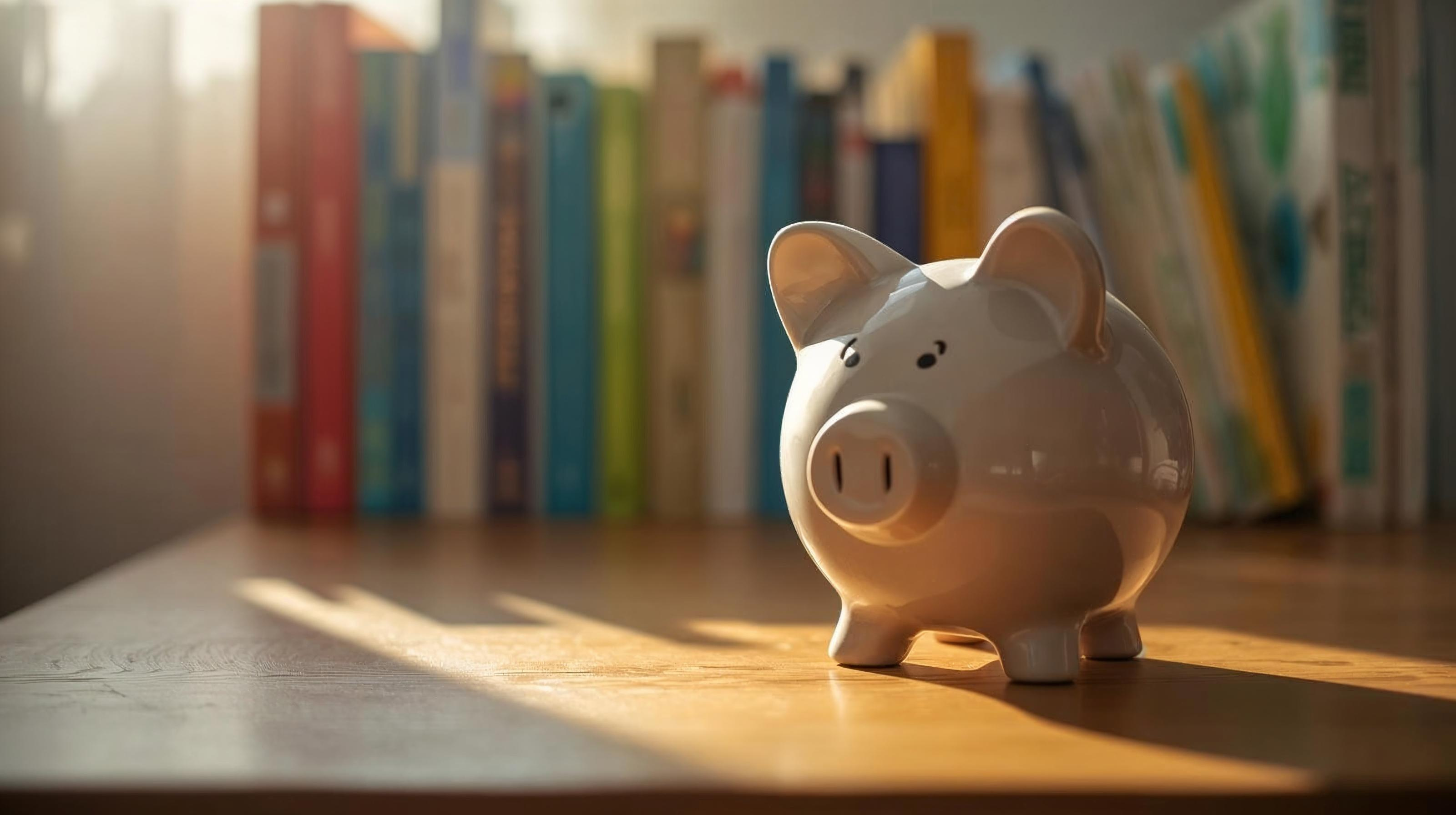 Piggy bank on desk